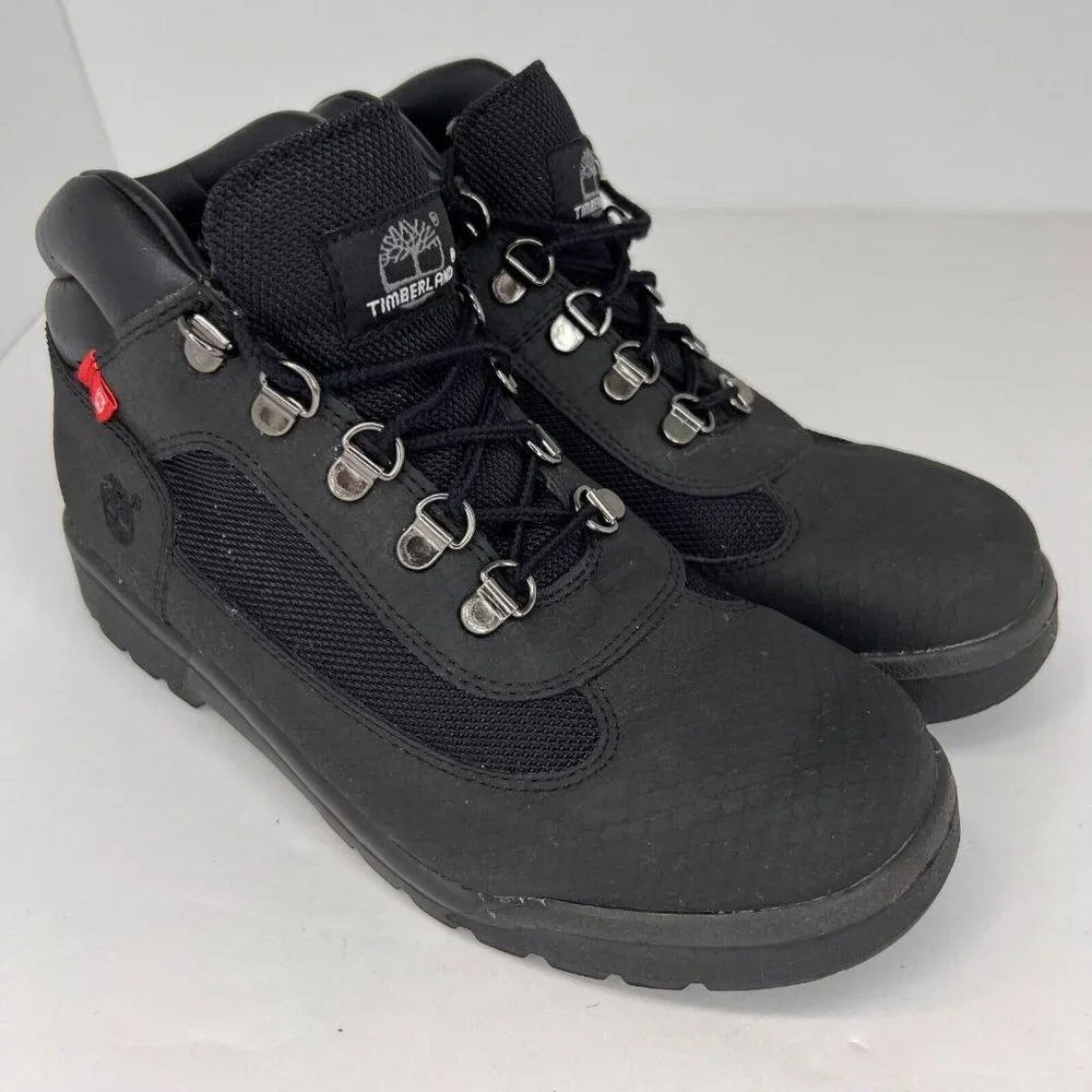 Timberland Helcor Mens 243330 Black Canvas Mid Top Size 6 Hiking Boots